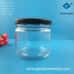 Hot selling 300ml wide mouth jam glass bottle Chili sauce bottle