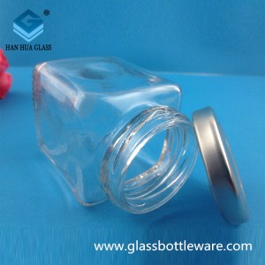 100ml square glass Pickled vegetables bottle, spicy sauce glass bottle