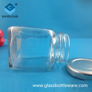100ml square glass Pickled vegetables bottle, spicy sauce glass bottle