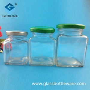 Wholesale price of 180ml square glass honey bottle