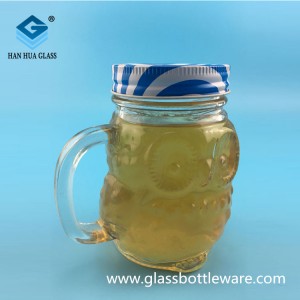 Wholesale 430ml Mason Glass Juice Drink Cup with Handle