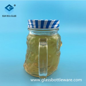 Wholesale 430ml Mason Glass Juice Drink Cup with Handle