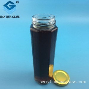 180ml transparent glass hexagonal honey bottle