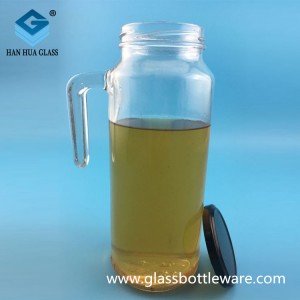 Wholesale of 1000ml glass bottles with handles for juice drinks