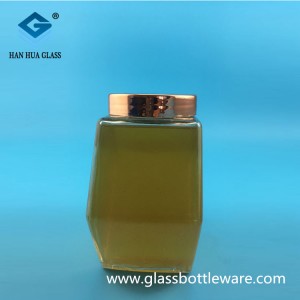Hot selling 630ml export hexagonal honey glass bottle wholesale price