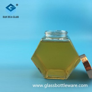 Hot selling 630ml export hexagonal honey glass bottle wholesale price