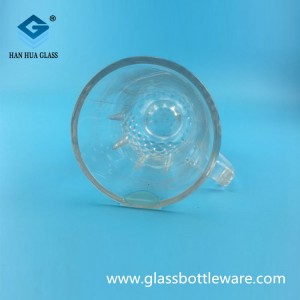 Wholesale 500ml glass juice beverage cup with handle