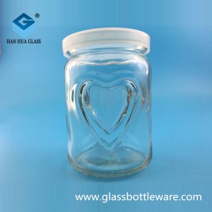 Wholesale price of 230ml heart-shaped glass pudding bottle