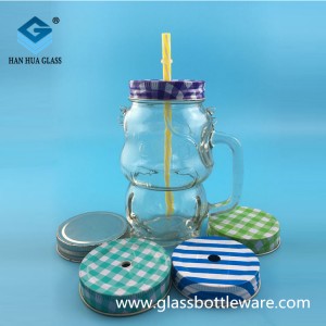 Wholesale 500ml glass cups with a handle for juice drinks
