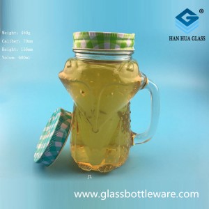 Factory direct sales 600ml glass juice cup with handle