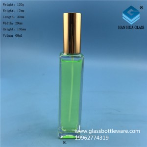 Hot selling 50ml rectangular crystal white spray perfume glass bottle