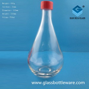 Hot selling 750ml transparent glass wine bottle