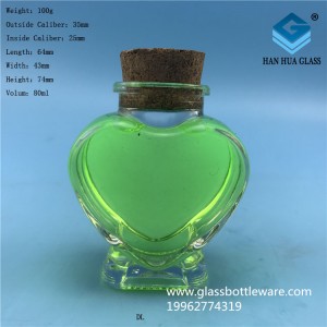 Wholesale 80ml Heart shaped Wishing Glass Craft Bottle