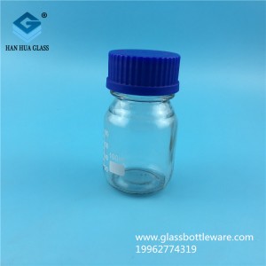 100ml transparent glass blue cap reagent bottle, pharmaceutical glass bottle