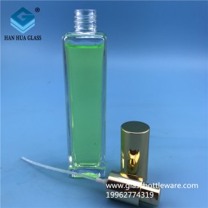 Hot selling 50ml rectangular crystal white spray perfume glass bottle