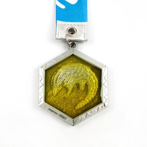 3D Transparent enamalled 10K Finisher Medal with enbossed animal