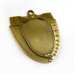 Custom Antique gold shield shaped Blank Medal
