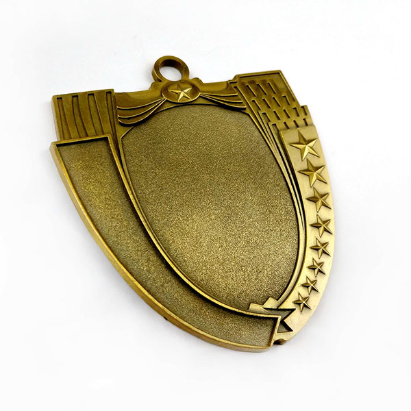 Online Exporter Hot Selling Necklace Dog Tag - Custom Antique gold shield shaped Blank Medal – Global Art Gifts