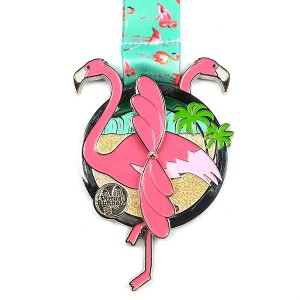 Maatwerk Spinning Flamingo Medaille voor Virtual Run