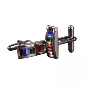 Bespoke plating silver Brass cufflinks with Colorful Crystal