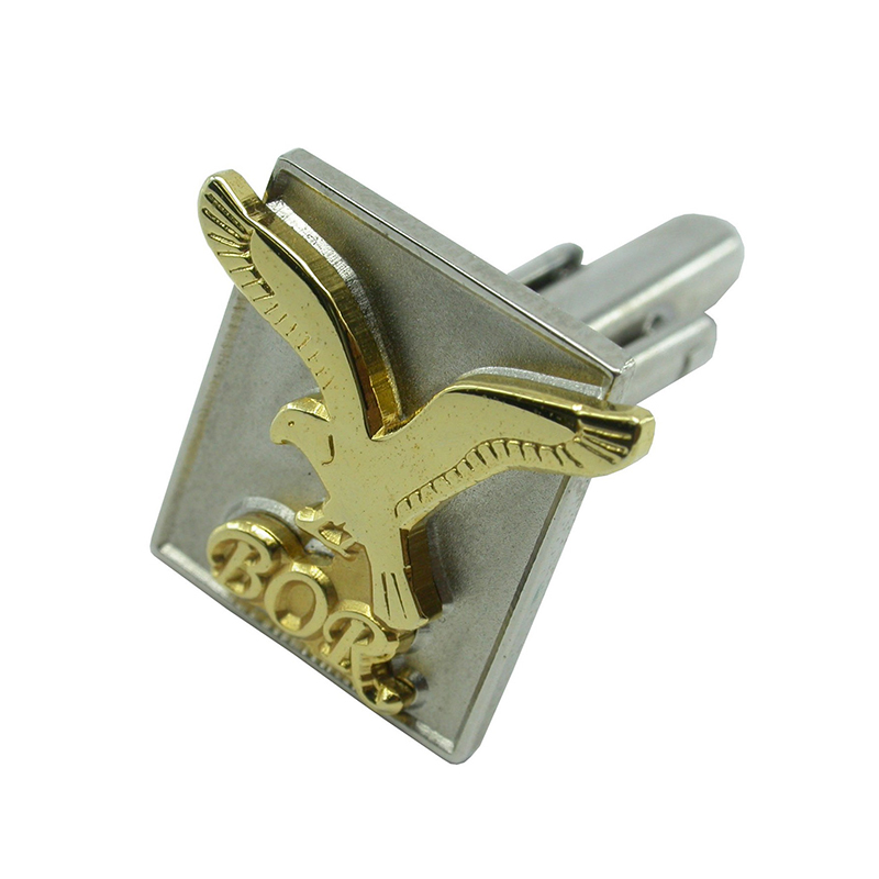 Best Price onNo Minimum Custom Keychains - Plating Gold Fashionable Cufflinks with 3D Eagle Embossed – Global Art Gifts
