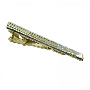 Bi-Plated metal Tie Clip with emboss and crystal