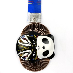Custom 3D Spinning Panda medaille met opera gezicht Masking