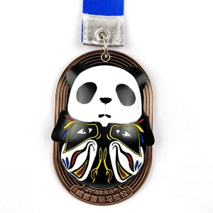 Meri 3D Spinning Panda medalja z operno maskiranje obraza
