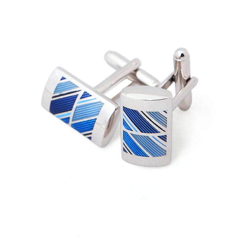Reliable Supplier Custom Tie Clip - Professional design Plating silver stainless steel Cufflinks with Blue  soft enamel – Global Art Gifts