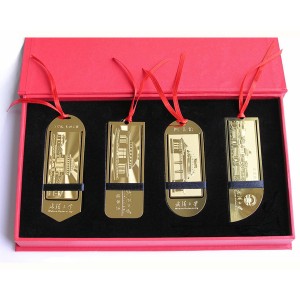 Plating gold brass book mark with Wuhan University logo