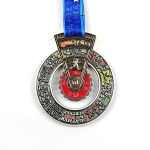 Custom soft enamel medal with Spinner running man