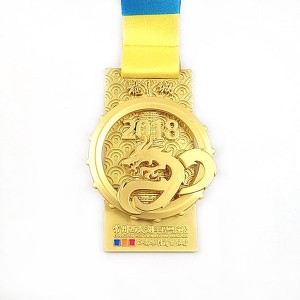 Plating Gold Medal With Cut Out Spinning Dragon