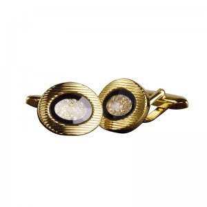 Производство по поръчка Позлатен копче за ръкавели с кристално Черно черупка за мъже