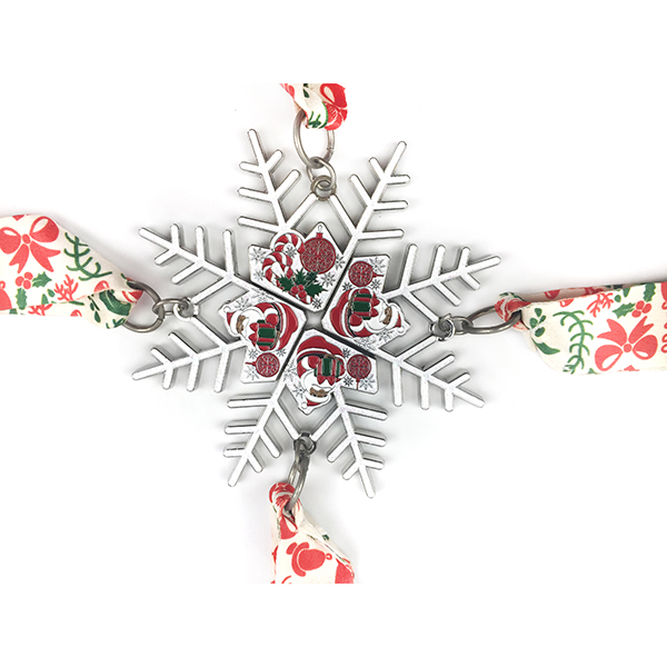 Professional Design Led Flashlight Bottle Opener - Multi-piece four stage snowflake shaped Christmas Santa medal – Global Art Gifts
