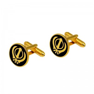 OEM Creative plating gold Cufflinks with Embossed logo