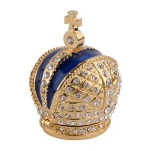OEM Crown Shaped color metal jewelry box zelalî bi krîstal