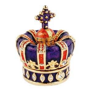 OEM Crown en forma de caja de la joyería de metal de color transparente con cristal