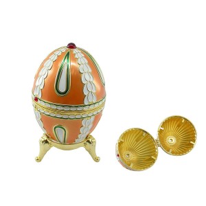 OEM Egg-Shaped şîn nerm color ronê jewelry box metal bi krîstal