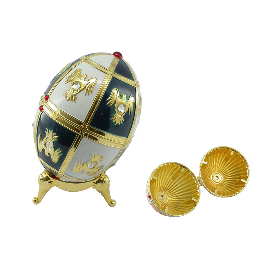 Hot Selling for Sports Medals Sport Trophy - OEM Egg-Shaped blue soft enamel color metal jewelry box with crystal – Global Art Gifts