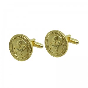 Plating Gold Fashionable Cufflinks with 3D Eagle Embossed