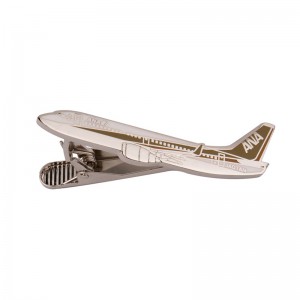 Plating Silver metal Tie Clip with custom airplane logo