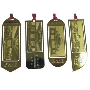 Plating gold brass book mark with Wuhan University logo