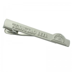 Plating matt-silver metal Tie Clip with 3D engraved