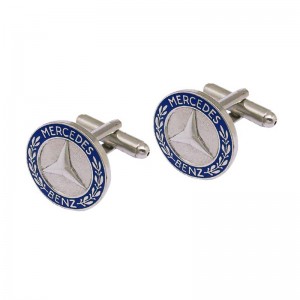 Professional design Plating silver stainless steel Cufflinks with Blue  soft enamel