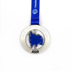 World Challenge Marathon spinner medal with soft enamel