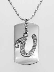 Custome Dog Tag Pendant Necklace,Engrave letter Cut Alphabet Monogram Tag Necklace