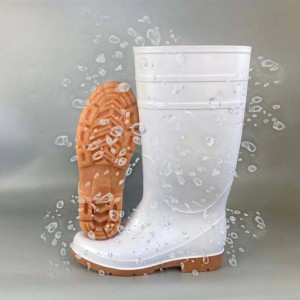 白い食品および衛生用防水 PVC 作業水ブーツ