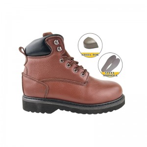 6 Inch Brown Goodyear Safety Shoes bi Pola Toe û plakaya