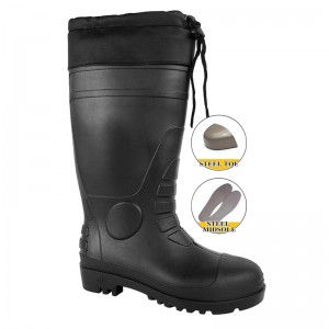 CE zimní bezpečnostní PVC boty do deště s ocelovou špičkou a mezipodešví
