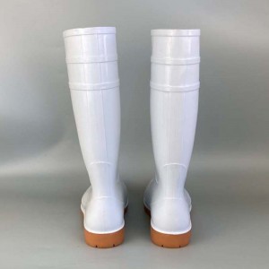 Botas de agua de trabajo de PVC impermeables para alimentos e higiene, color blanco